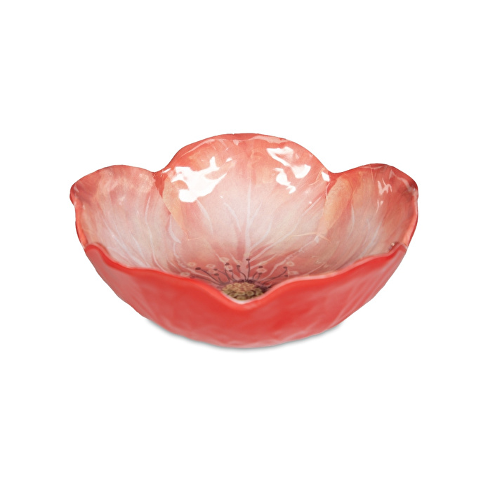 Baci Milano Botanica Çiçek Desenli Melamin Mercan Rengi Çukur Tabak 18 cm
