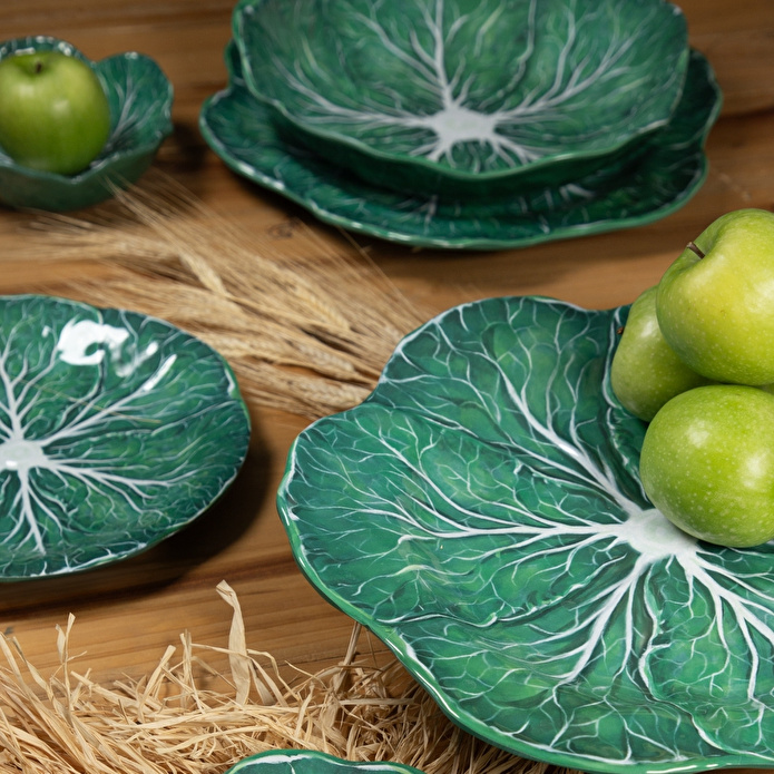 Baci Milano Botanica Çiçek Desenli Melamin Yeşil Salata Kasesi 34 cm
