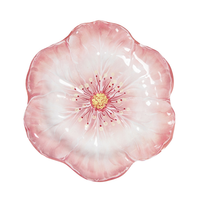 Baci Milano Botanica Çiçek Desenli Melamin Pembe Büyük Servis Tabağı 40,5 cm