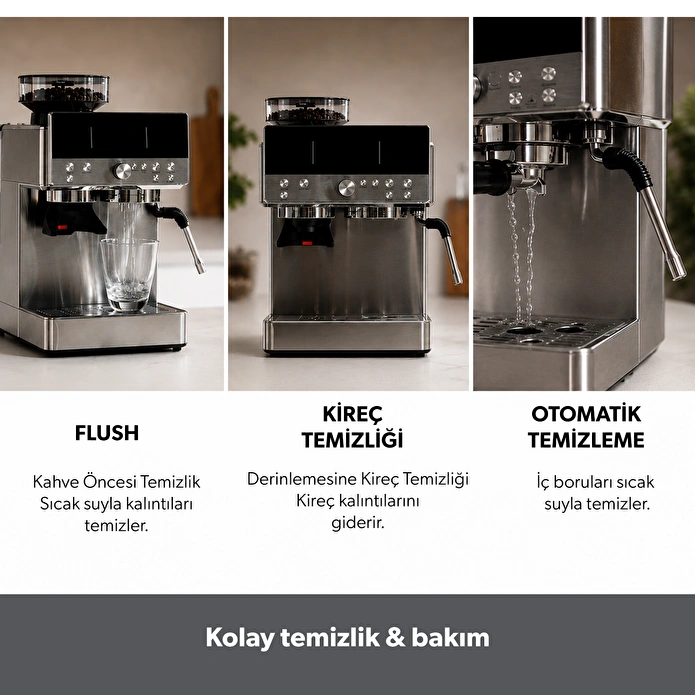 Homend LattePrimo Barista Tipi Çekirdek Öğütücülü Espresso Makinesi, 20 Sıcak ve Soğuk İçecek