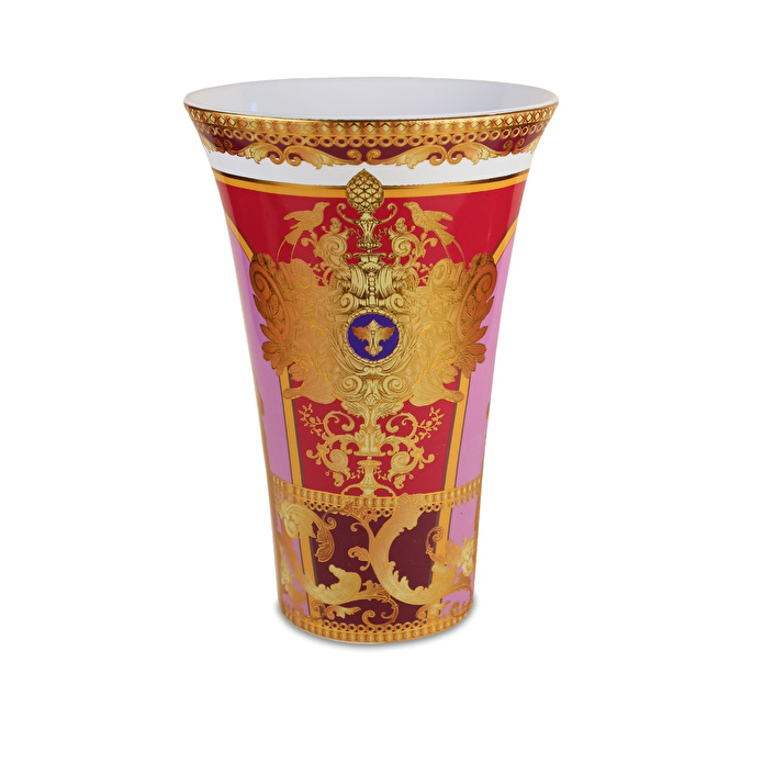 Baci Milano Minerva Altın Desenli Fuşya Vazo D 18 cm, H 26 cm