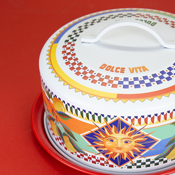 Baci Milano Dolce Vita Limon Desenli Paslanmaz Çelik Vakumlu Kek Fanusu Ø 28,5 cm, H 12,5 cm