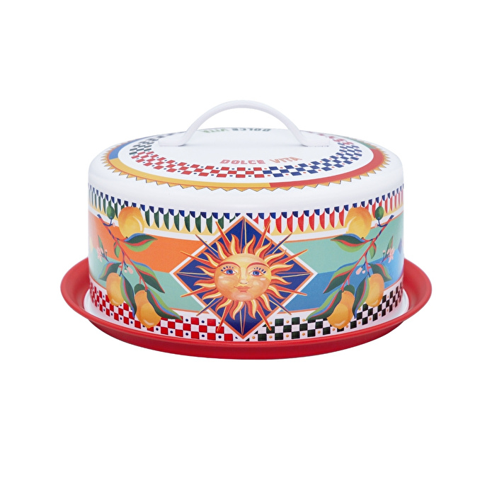 Baci Milano Dolce Vita Limon Desenli Paslanmaz Çelik Vakumlu Kek Fanusu Ø 28,5 cm, H 12,5 cm