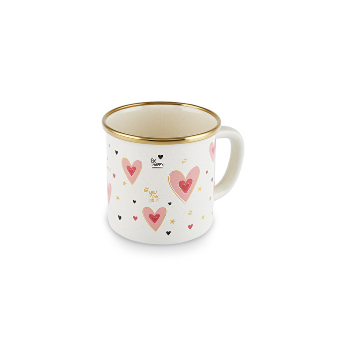 Karaca Pink Love Emaye Kupa 350 ml