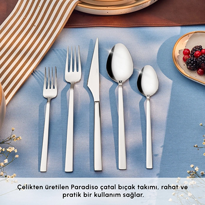 Emsan Paradiso Platin 12 Kişilik 60 Parça Çatal Kaşık Bıçak Takımı