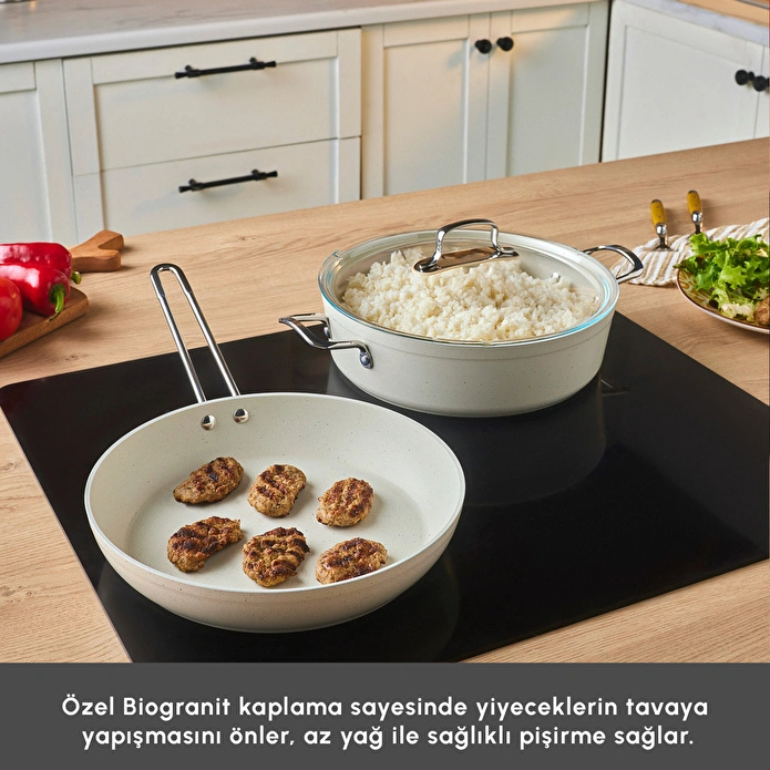 Emsan Biogranit White Stone 3 Parça Tencere Seti