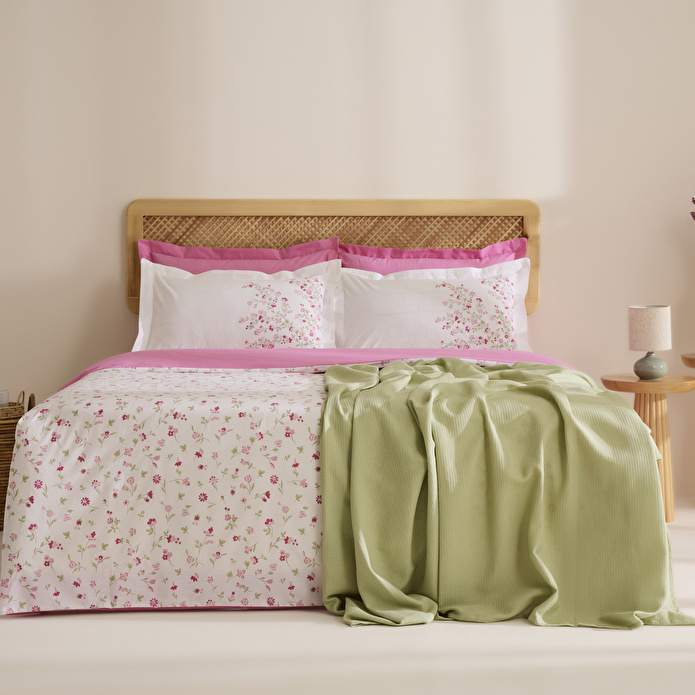Karaca Home Florevia %100 Pamuk Çift Kişilik Nevresim Pike Takımı Pembe