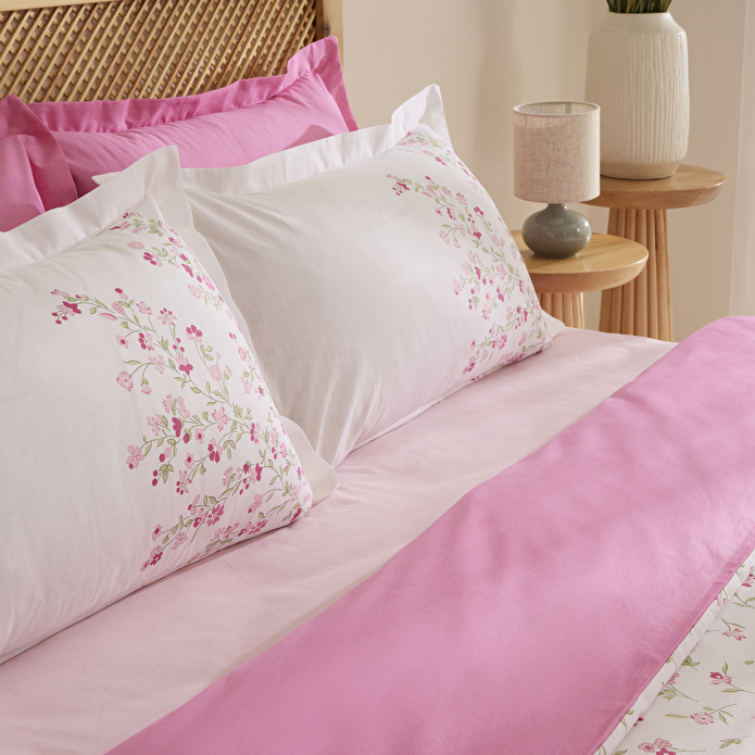 Karaca Home Florevia %100 Pamuk Çift Kişilik Nevresim Pike Takımı Pembe