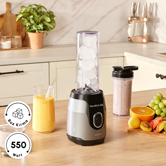 Karaca Blendfit Go Personal Kişisel Smoothie Blender Çift Hazne Antrasit 600ml & 400ml