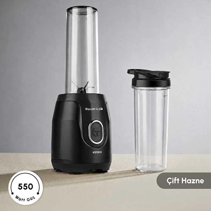 Karaca Blendfit Go Personal Kişisel Smoothie Blender Çift Hazne Siyah 600ml & 400ml