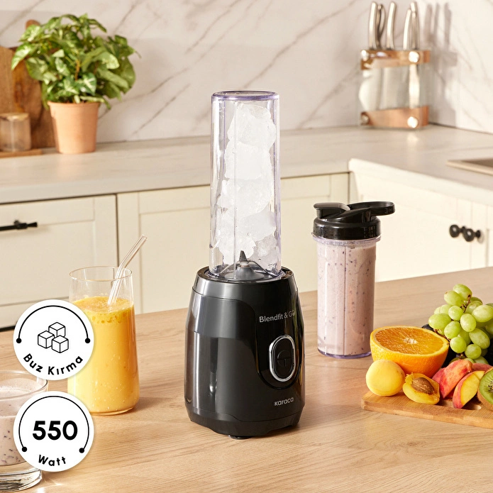 Karaca Blendfit Go Personal Kişisel Smoothie Blender Çift Hazne Siyah 600ml & 400ml
