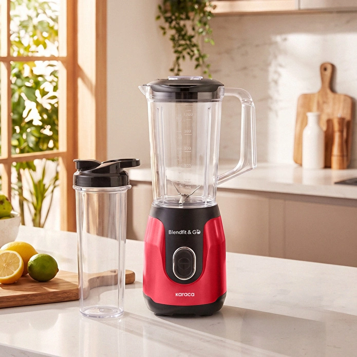 Karaca Blendfit Go Smoothie Blender Set 1000 ml+600 ml Red