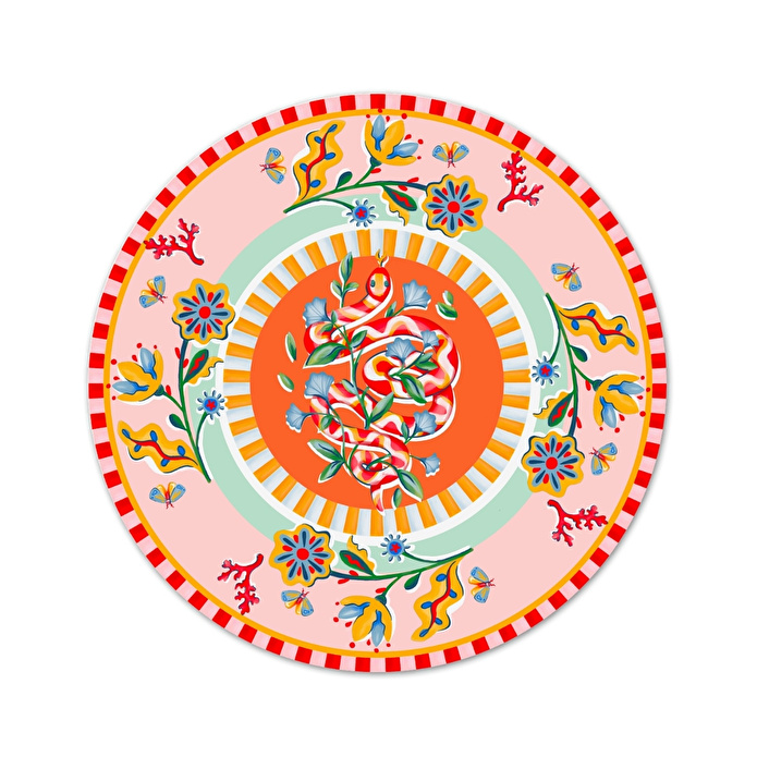 Baci Milano Dolce Far Niente Çiçek Desenli Pembe Emaye Supla Ø 33 cm