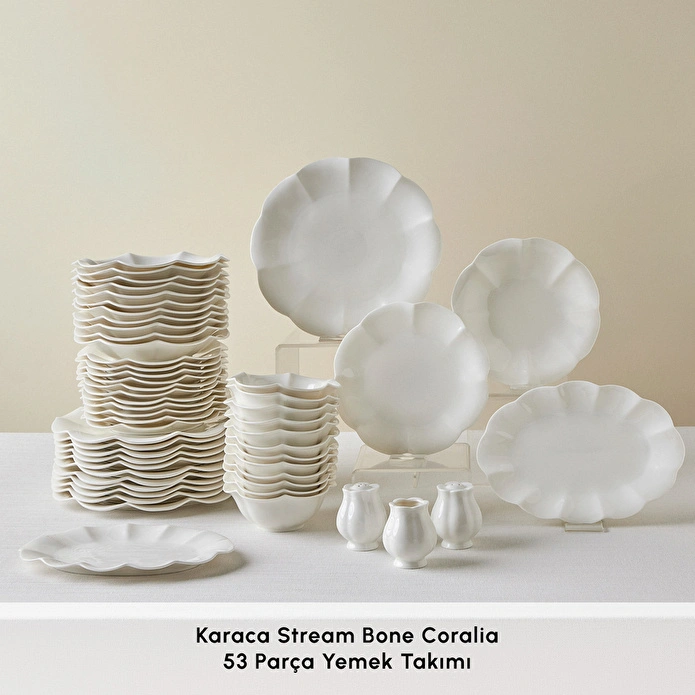 Karaca Stream Bone Coralia 53 Parça 12 Kişilik Yemek Takımı