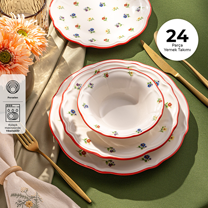 Emsan Bahar Porselen 24 Parça 6 Kişilik Yemek Takımı