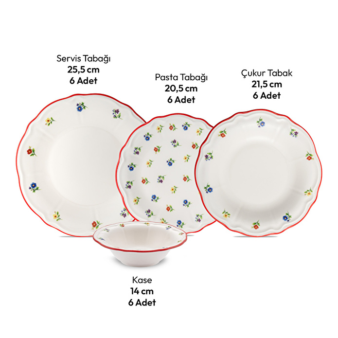 Emsan Bahar Porselen 24 Parça 6 Kişilik Yemek Takımı