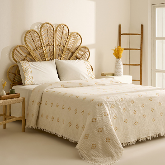 Karaca Home Nobile Brodeli Muslin Çift Kişilik Pike Takımı Sarı