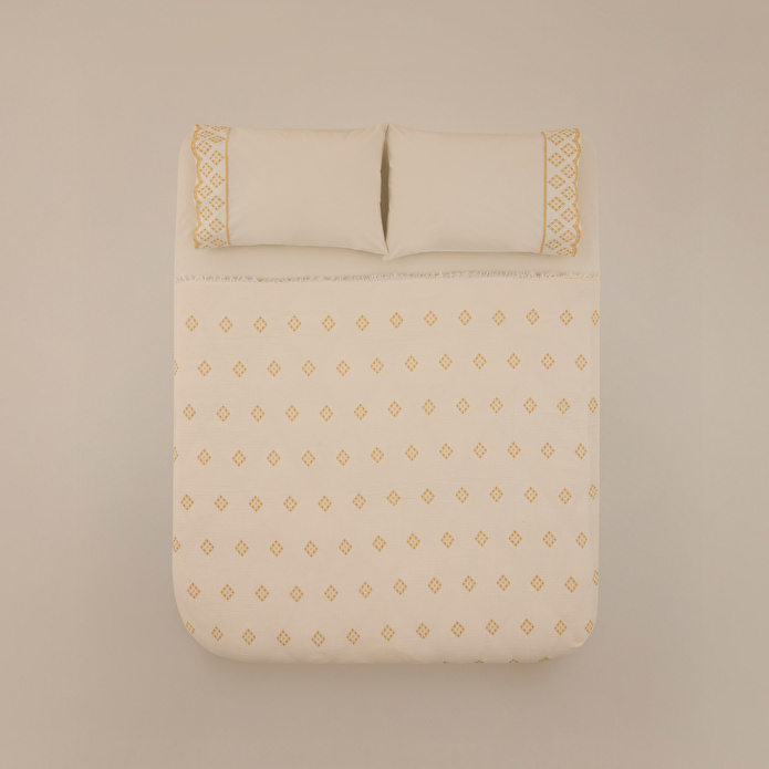 Karaca Home Nobile Brodeli Muslin Çift Kişilik Pike Takımı Sarı