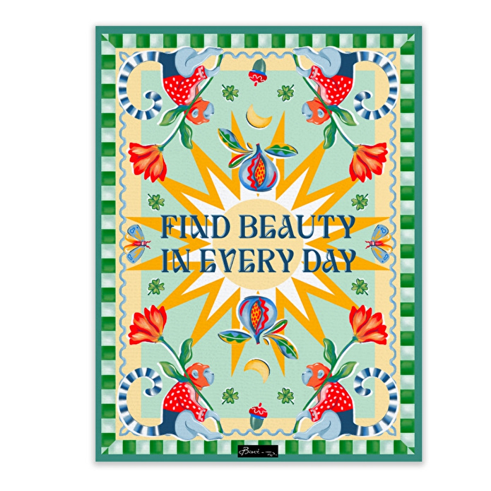 Baci Milano Dolce Far Niente Çiçek Desenli Renkli Pamuklu ve Polyester Mutfak Havlusu 45 x 60 cm