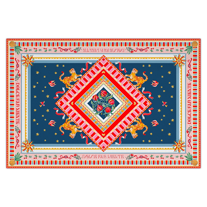 Baci Milano Dolce Far Niente Desenli Renkli Pamuklu ve Polyester Masa Örtüsü 160 x 240 cm
