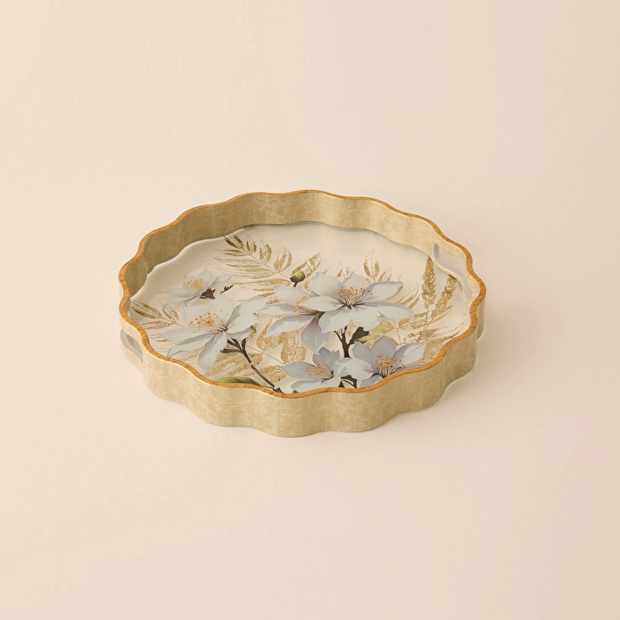 Karaca Home Calista Dekoratif Yuvarlak Tepsi 34x34 cm