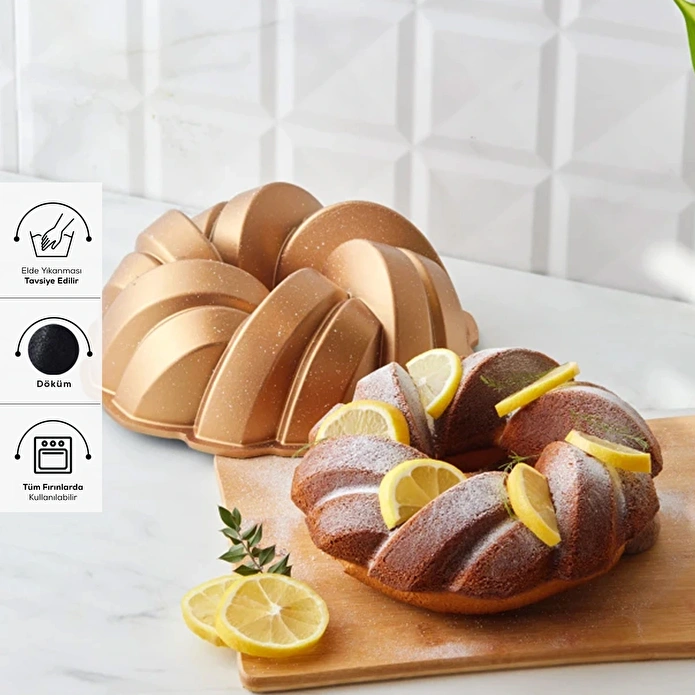 Emsan Cake Pro Örgü Gold Döküm Kek Kalıbı 26 cm