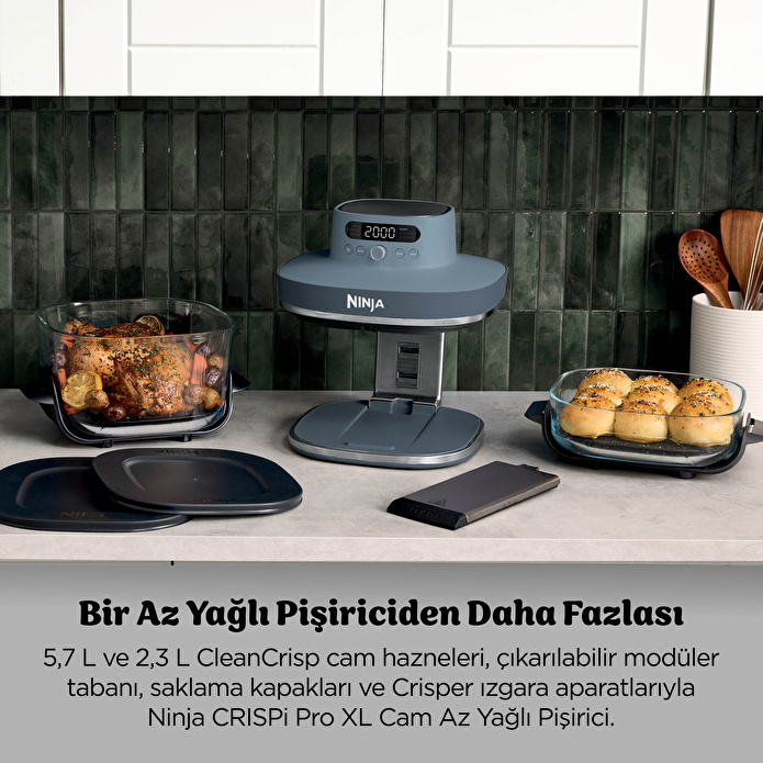 Ninja Crispi Pro 7-in-1 XL Cam Hazneli Pişirme Sistemi Cyberspace Blue