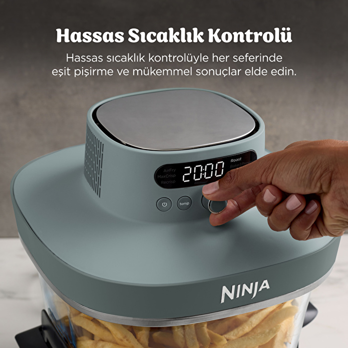 Ninja Crispi Pro 7-in-1 XL Cam Hazneli Pişirme Sistemi AshGreen