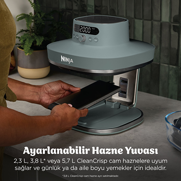 Ninja Crispi Pro 7-in-1 XL Cam Hazneli Pişirme Sistemi AshGreen