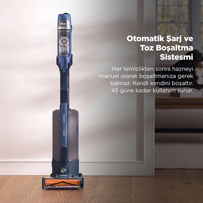 Shark PowerDetect Speed Clean and Empty Auto Empty Sistemli Pet Başlıklı Şarjlı Dikey Süpürge Ultramarine