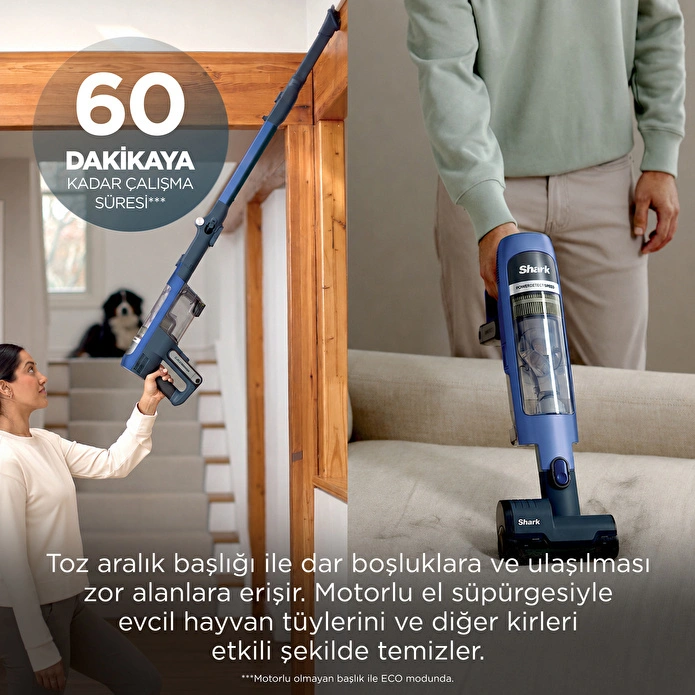 Shark PowerDetect Speed Clean and Empty Auto Empty Sistemli Pet Başlıklı Şarjlı Dikey Süpürge Ultramarine