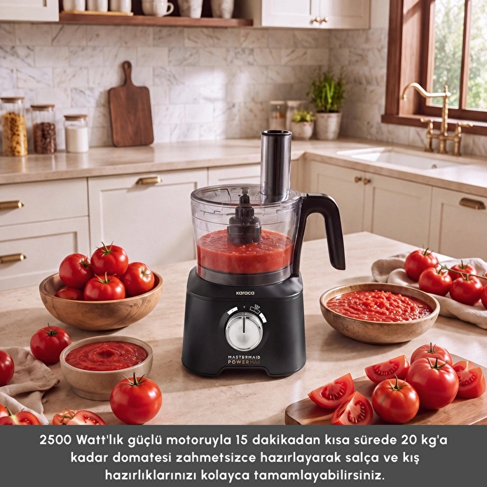 Karaca Mastermaid Power Max 12 in 1 Mutfak Robotu Matte Black