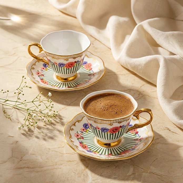Emsan Çiçekli 6 Kişilik Kahve Fincan Takımı 90 ml