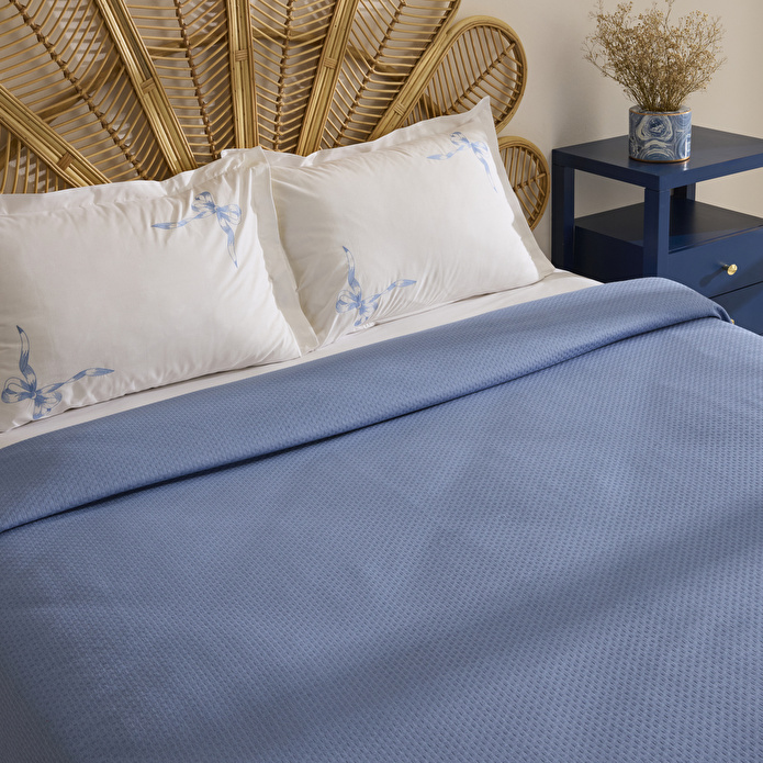 Karaca Home Ardelle Çift Kişilik %100 Pamuk Pike Takımı Mavi