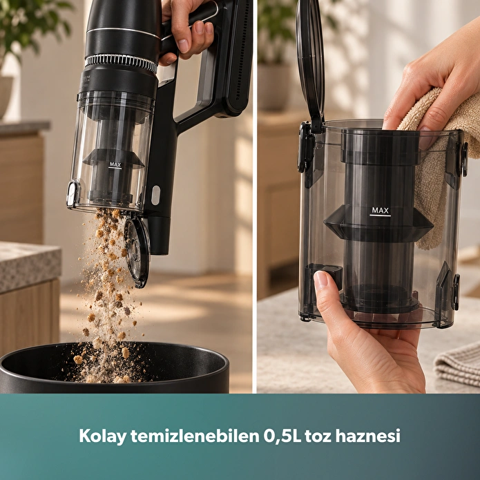 Homend Dustrıder 1273H Katlanabilir Borulu Dikey Süpürge Siyah-Silver