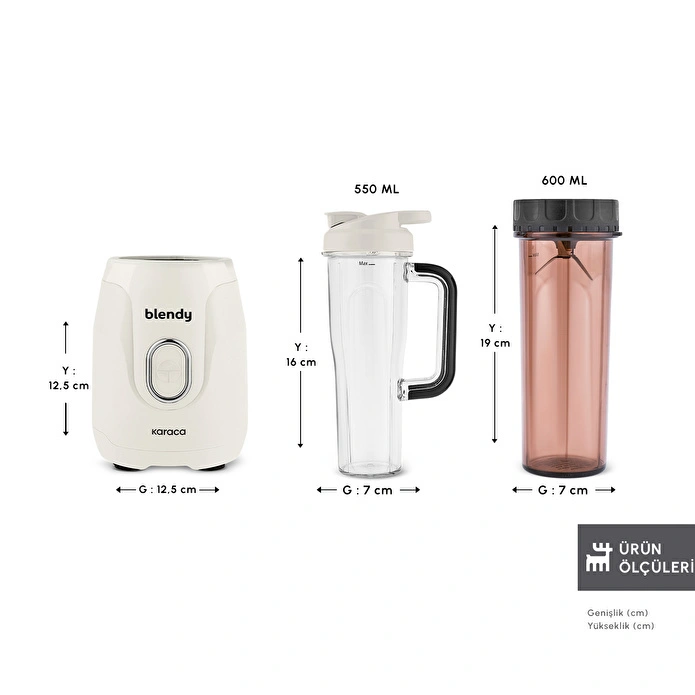 Karaca Blendy Personal Kişisel Kulplu Smoothie Blender Çift Hazneli Starlight
