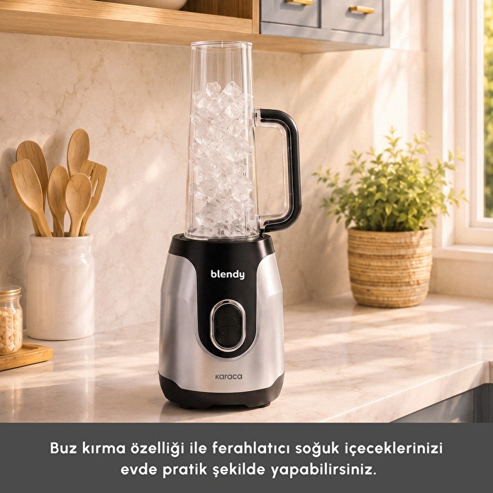 Karaca Blendy Personal Kişisel Kulplu Smoothie Blender Çift Hazneli Silver