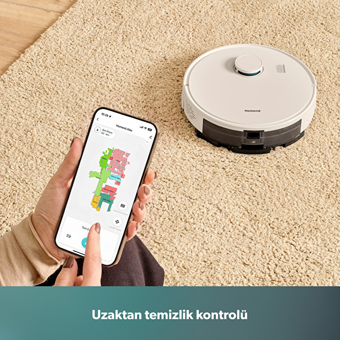 Homend Alex 10 Moplu ve LIDAR Haritalamalı 10.000 Pa Akıllı Robot Süpürge