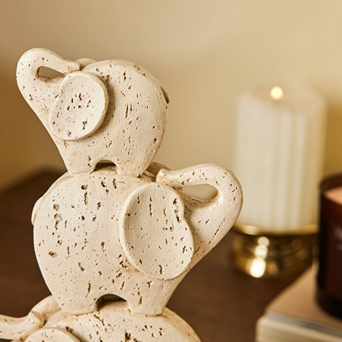 Karaca Home Palvin 3'lü Fil Biblo 18x8x7 cm