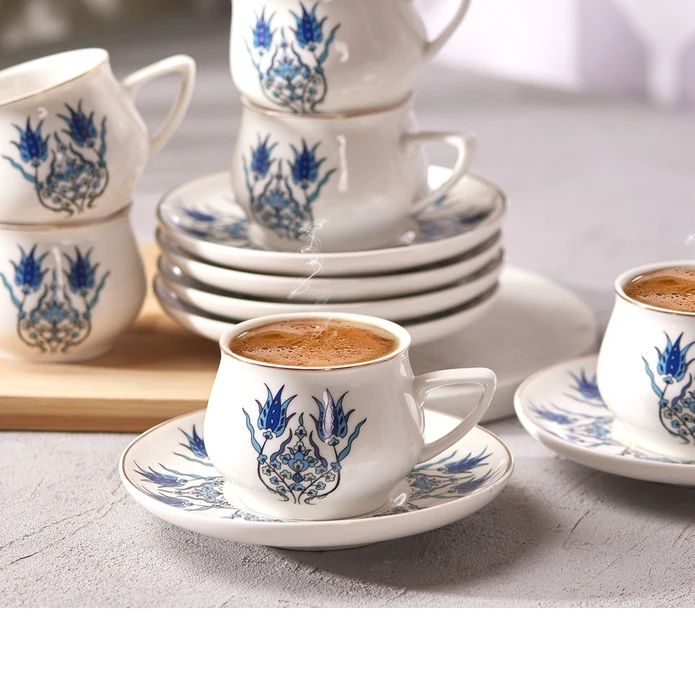 Karaca İznik Yeni Form 6 Kişilik Kahve Fincanı Takımı 100 ml
