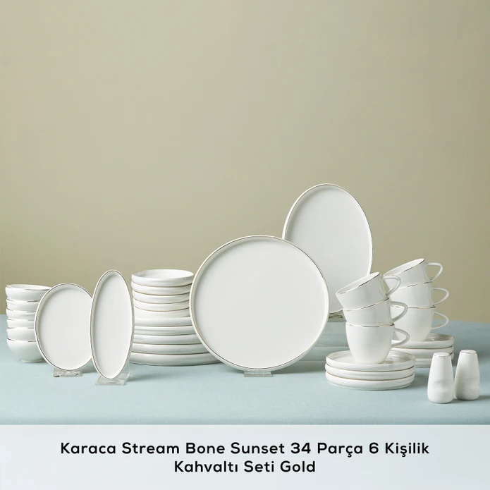 Karaca Stream Bone Sunset 34 Parça 6 Kişilik Kahvaltı Seti Gold