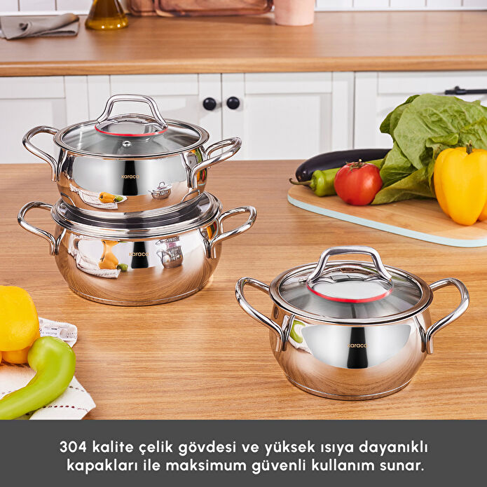 Karaca Emirgan İndüksiyon Tabanlı 6 Parça Çelik Sahan Set