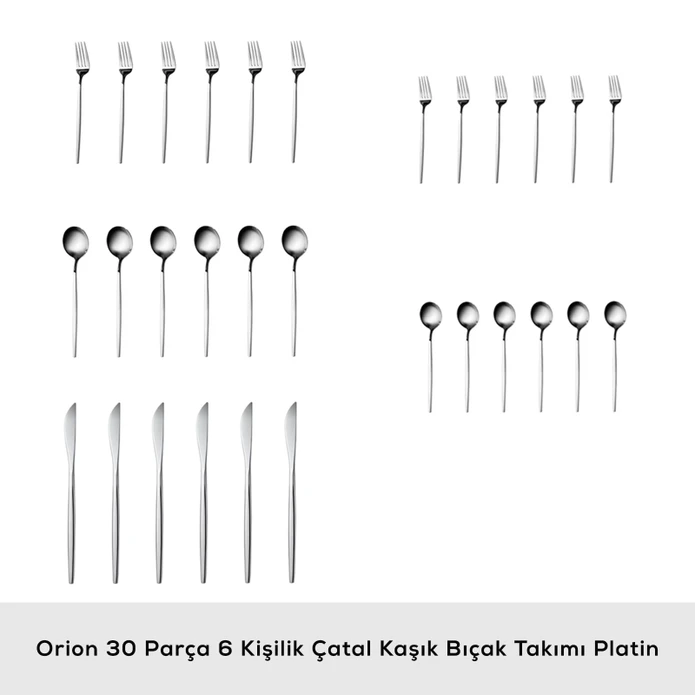 Karaca Orion Platin 6 Kişilik 30 Parça Çatal Kaşık Bıçak Takımı