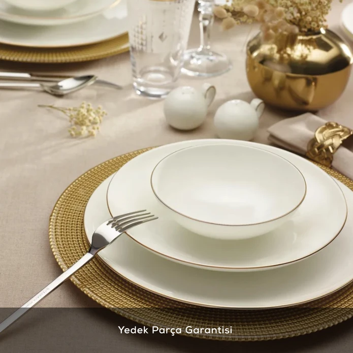 Karaca Fine Pearl Extra Chanak 62 Parça 12 Kişilik Yemek Takımı Gold