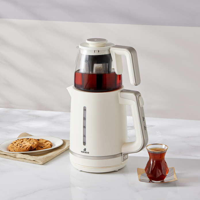 Karaca Maxi Tea XL 2in1 Cam Demlikli Çay Makinesi ve Kettle Mulberry