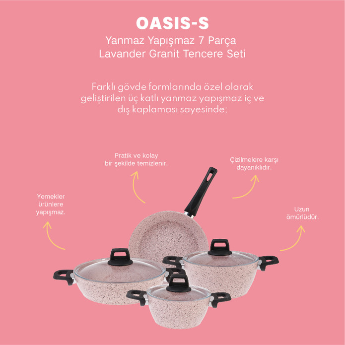 Emsan Oasis Pro 7 Parça Granit Tencere Seti Cappuccino