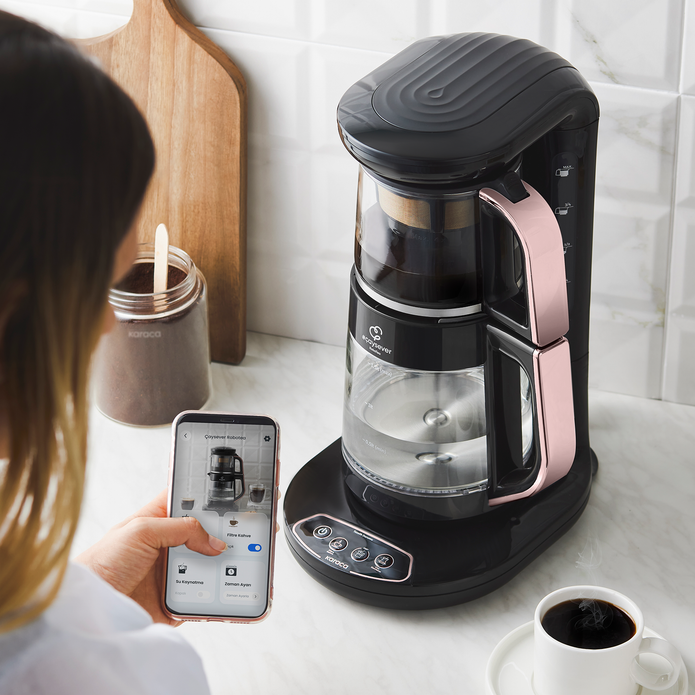 Karaca Çaysever Robotea Connect Konuşan Çay Makinesi Rosegold