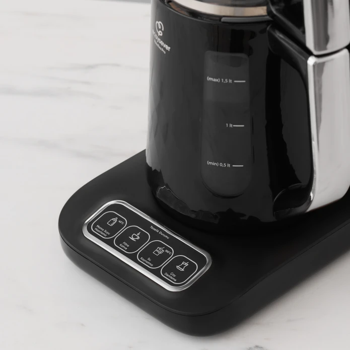Karaca Çaysever Robotea Pro Quartz 4 in 1 Konuşan Çay Makinesi Black Chrome