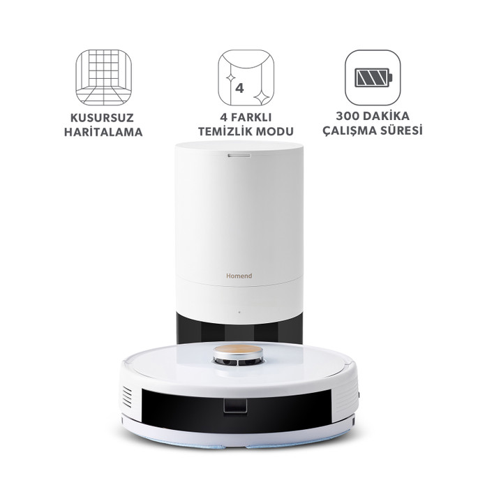 Homend Alex Laser Power 1284H Toz Hazneli Moplu 3 in 1 Akıllı Robot Süpürge