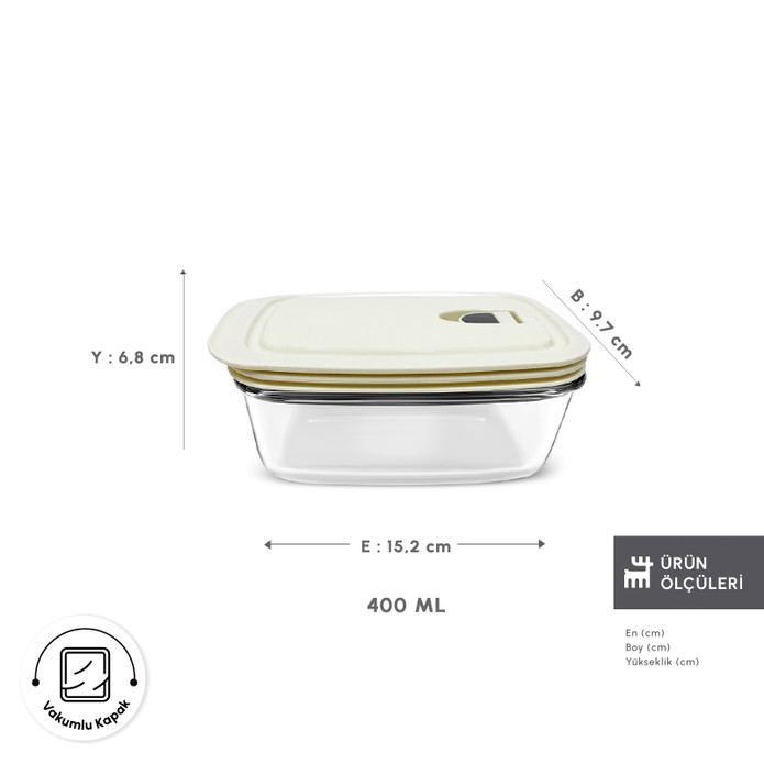 Karaca Cream Vakumlu Saklama Kabı 0.4 Lt